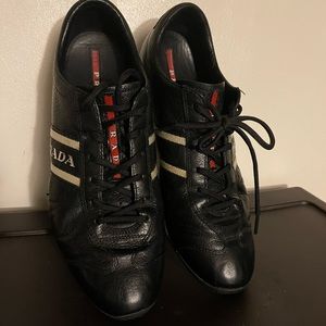 Men’s Black leather Prada sneaker